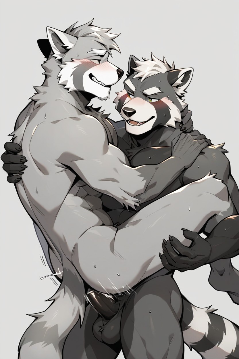 Gay Sex, Man Red Panda Submisdive, Muscular Daddy Bear Dominant Furry IA