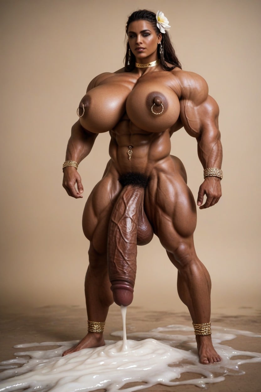 Hyper Long And Massive Cock Straight Up, Large Breasts, Hyper Massive Bulging Biceps And Triceps Shemale AI Porn