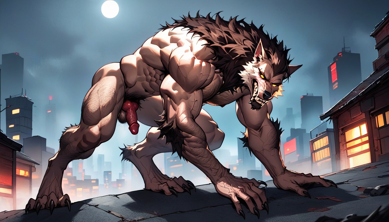 Big Hairy Nutsack, The Werewolfs Male Lover Is Giving The Werewolf A Blowjob, Short Length AI Gay Porn