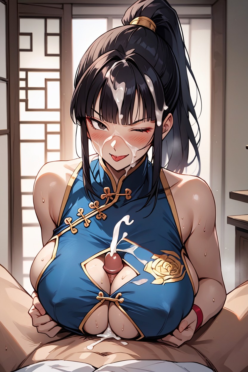 Dark_skin, Cum, Ponytail Hentai AI Porn