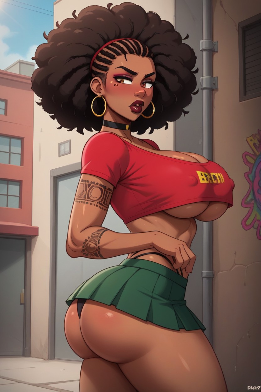 Croptop, African, Graffiti Writings On Walls Hentai AI Porn