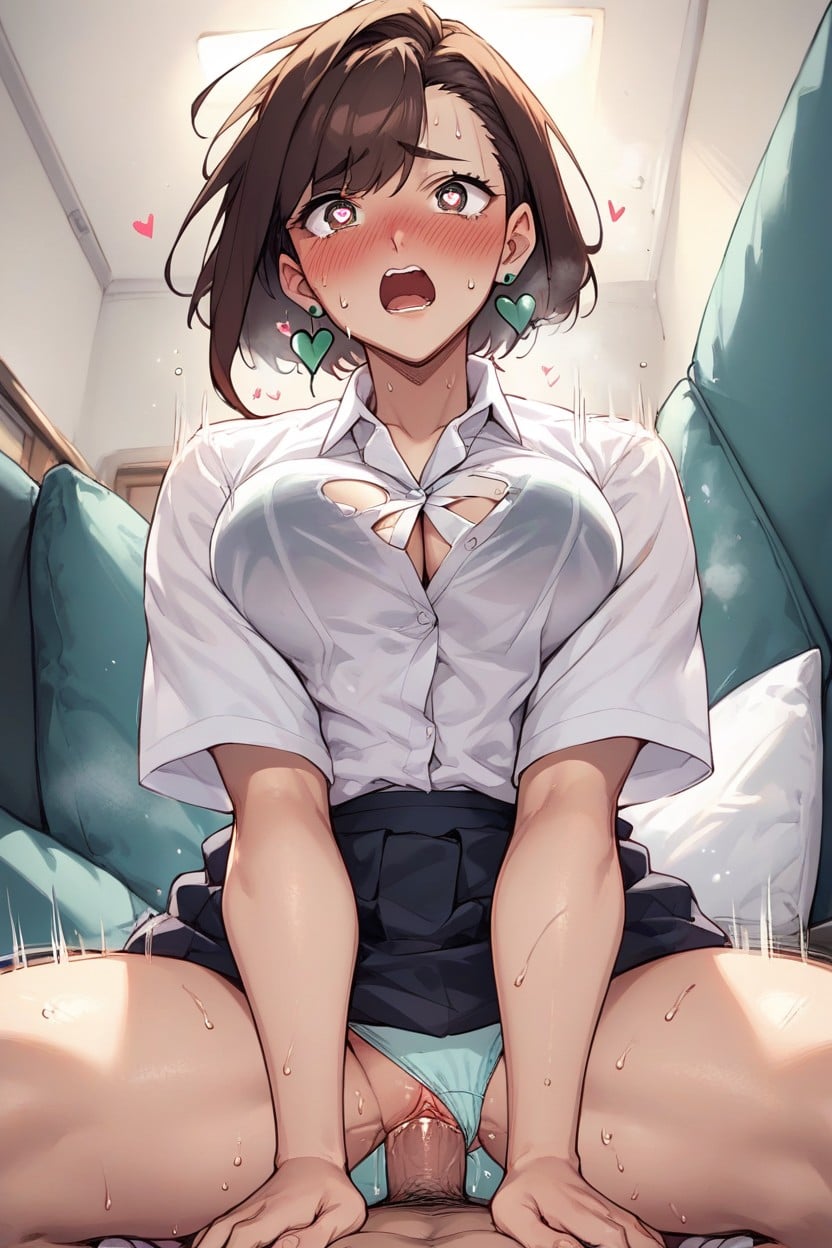 Brown Eyes, Heart Eyes, Rake Through Hair Hentai AI Porn
