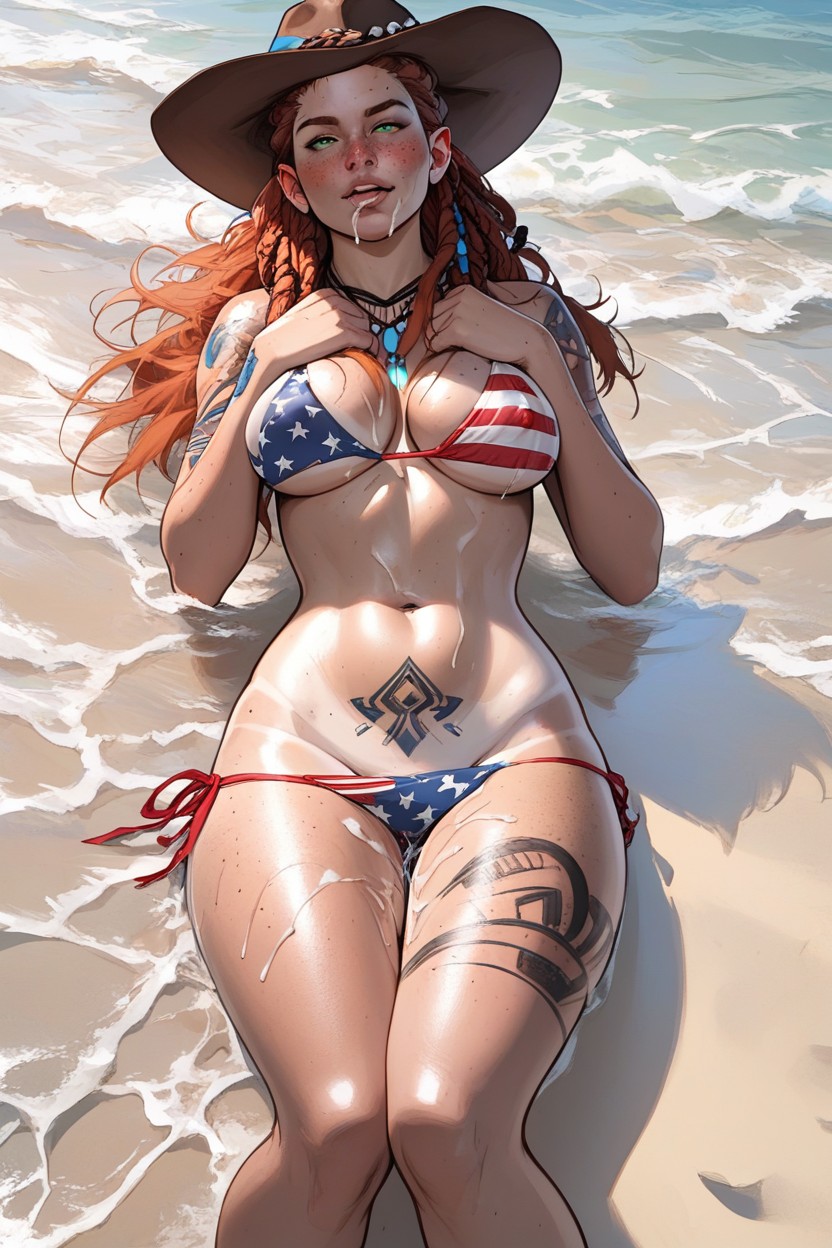 Large Rounded Ass, Huge Freckles Everywhere, Aloy From Horizon Zero Dawn Hentai AI Porn