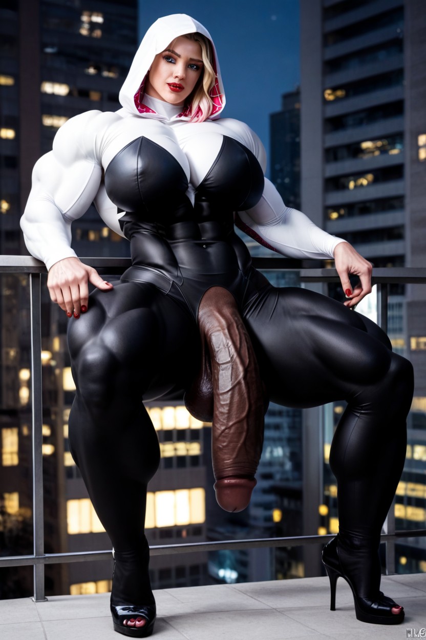 Spider Gwen, Blonde, Wide Hips Shemale AI Porn