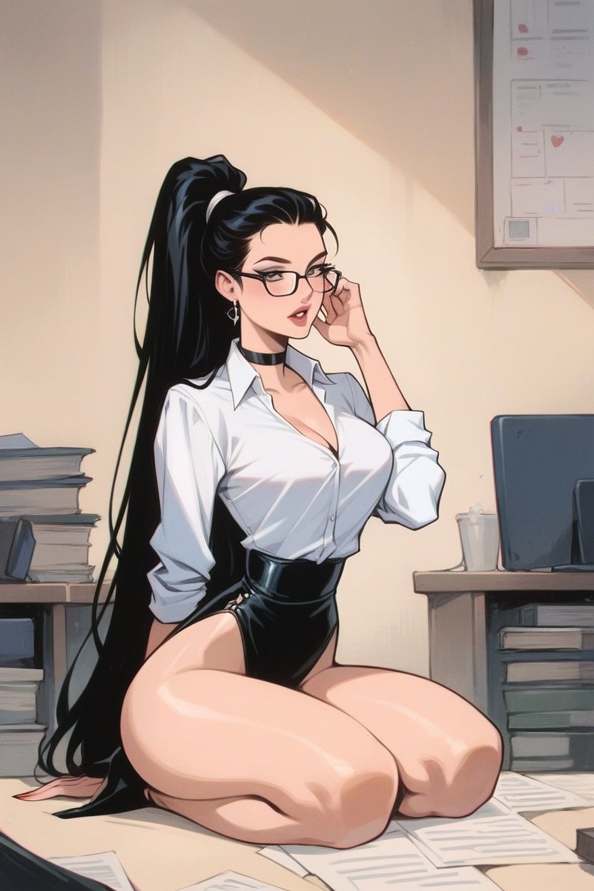 Rounded Hips, Full Body In Sperm, Black Glasses Hentai IA