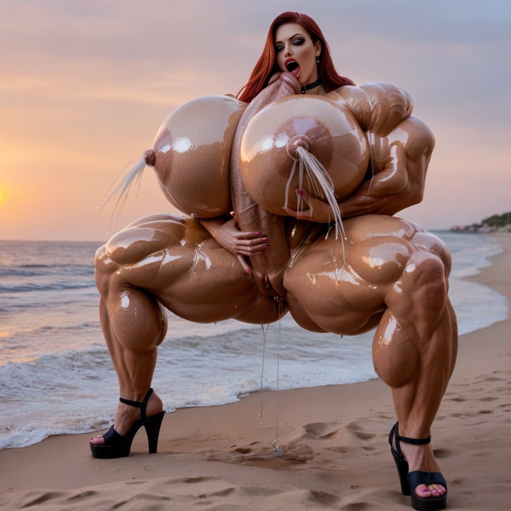 Autoerotic, Gigantic Pendulous Tits, Extreme Ultra Striated Shapely Full Ripped AI Porn