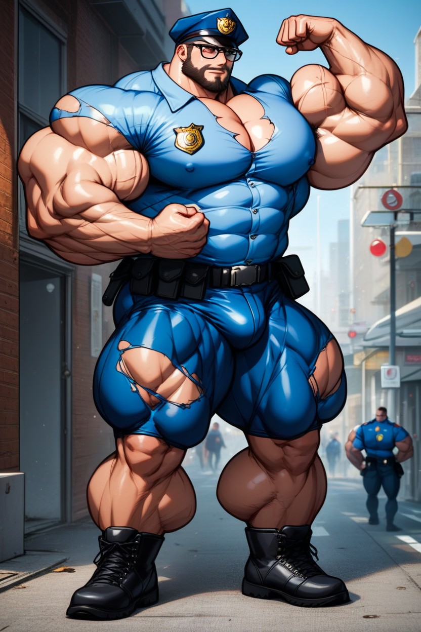 Veins, Massive Muscular Calves, Thick Beard AI Gay Porn