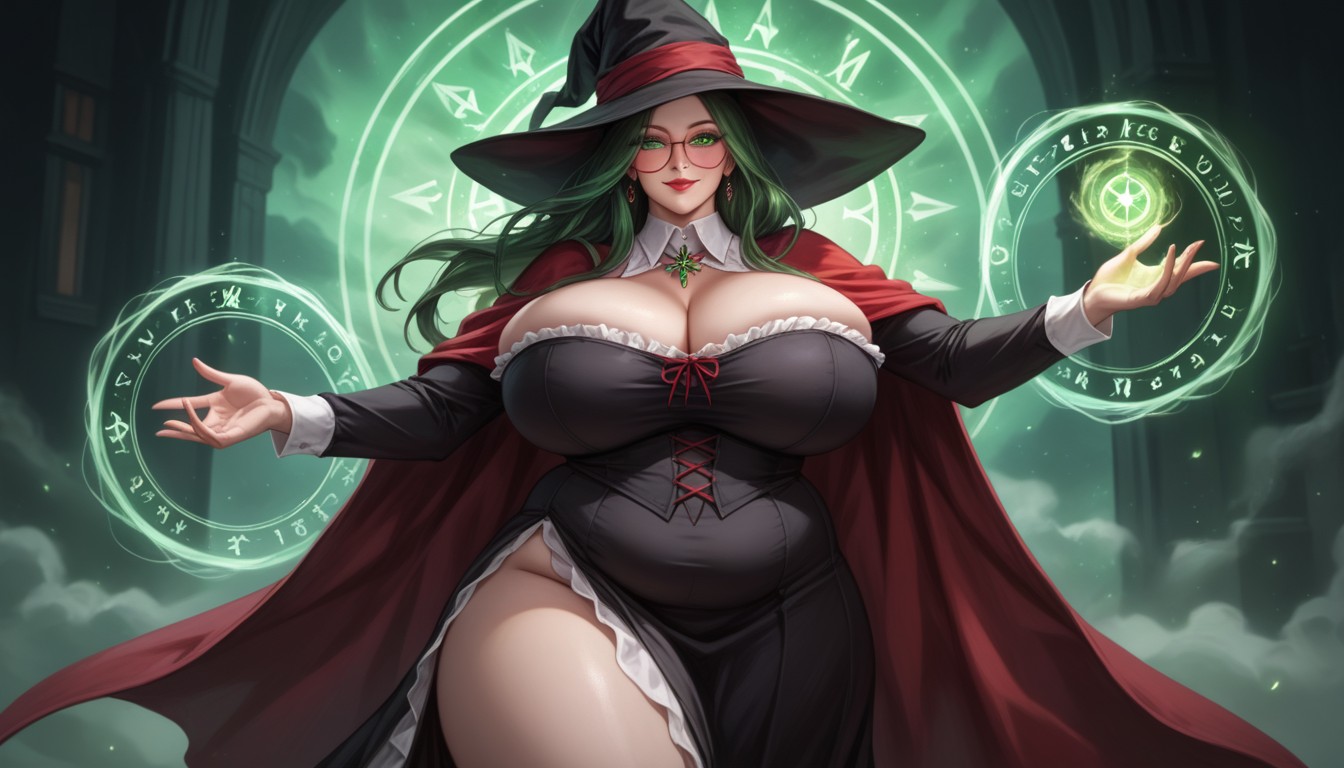 Holding Magic Energy, Square Hair Tips Perfect, Sorceress Gets Summoned And Makes A Grand Entrance Hentai AI Porn