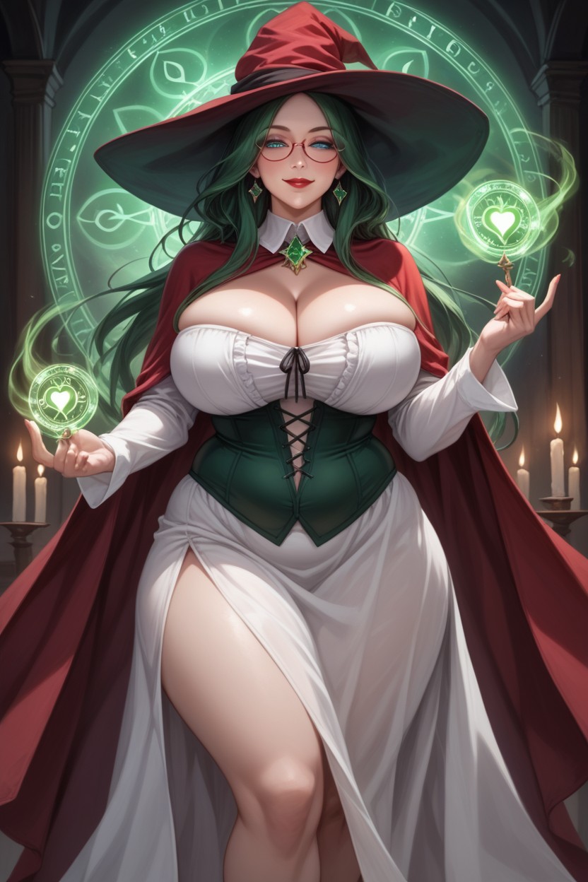 Magical Library, Massive Blue Eyes, Erotic Pose Hentai AI Porn
