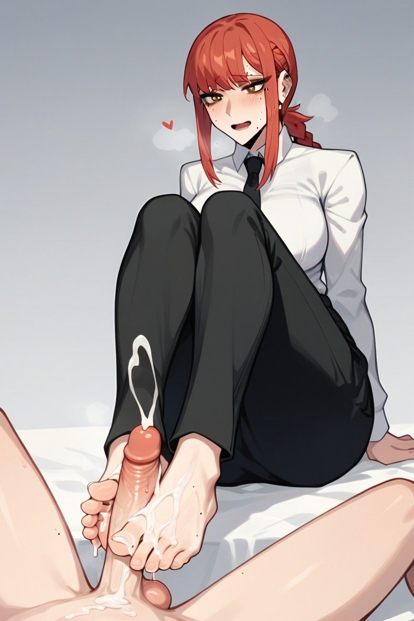 Kobeni Higashiyama Sucking Makima's Feet, Kobeni's Feet Giving Makima's Penis A Footjob, Cum On Feet AI Gay Porn
