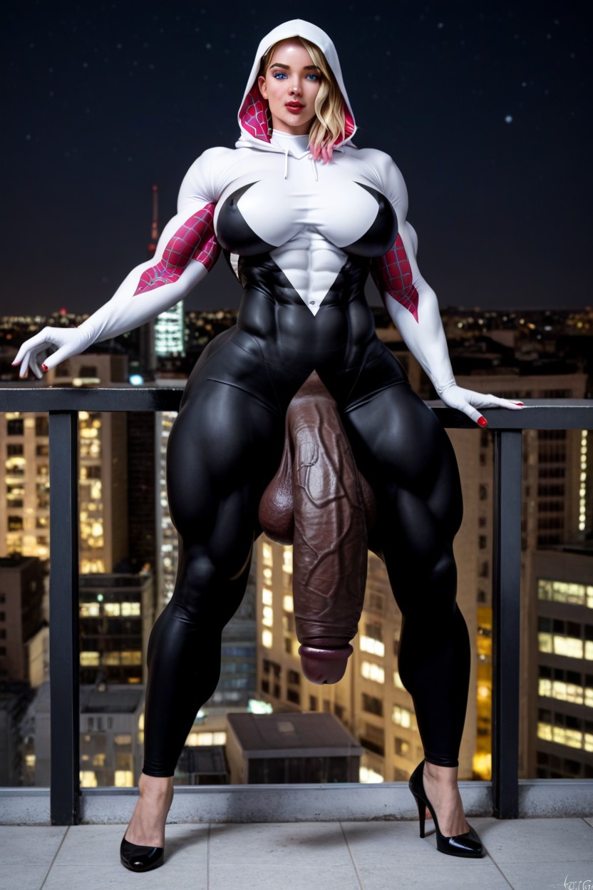 Gigantic Muscle Trapez, Spider Gwen Has Superhero Costum With Hood, Black Cock Swollen To The Floor Shemale AI Porn