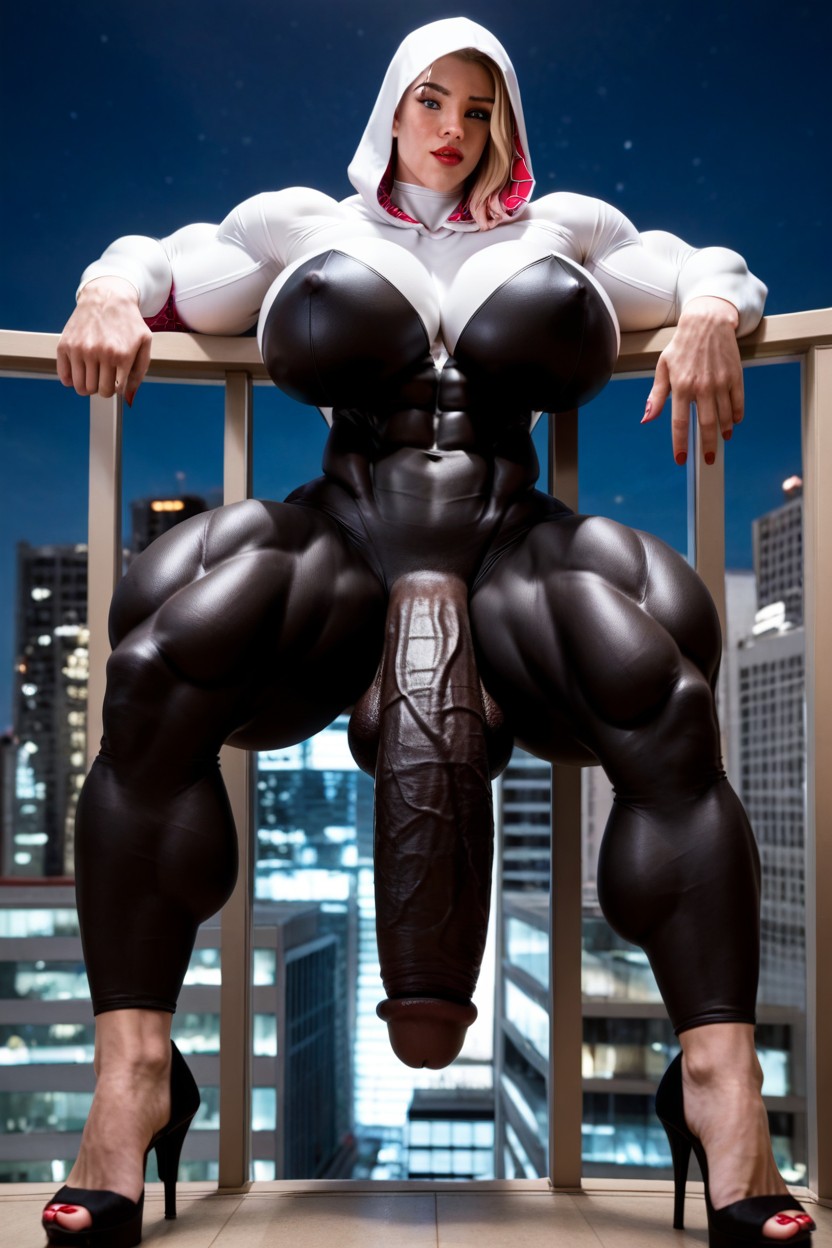 Her Cock Is A Flared Cock, Gigantic Shoulders, Giantess Shemale AI Porn