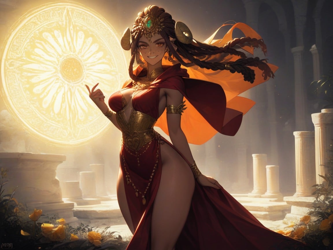 Marble Granite Background, Stone Helmet On Woman, Skinny AI Porn