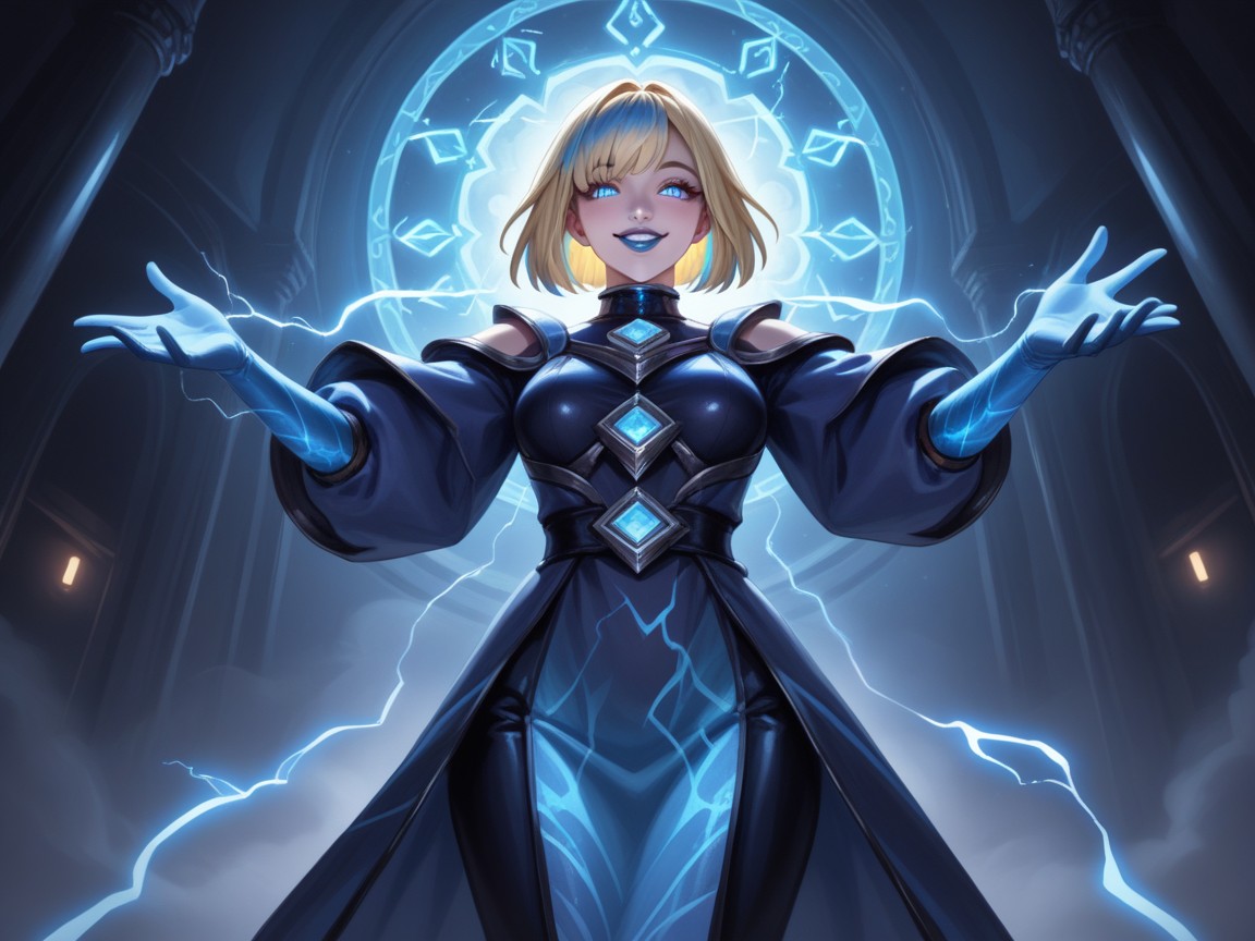 Pale Skin, Chest And Hips Proportionate, Electric Magic Hentai AI Porn