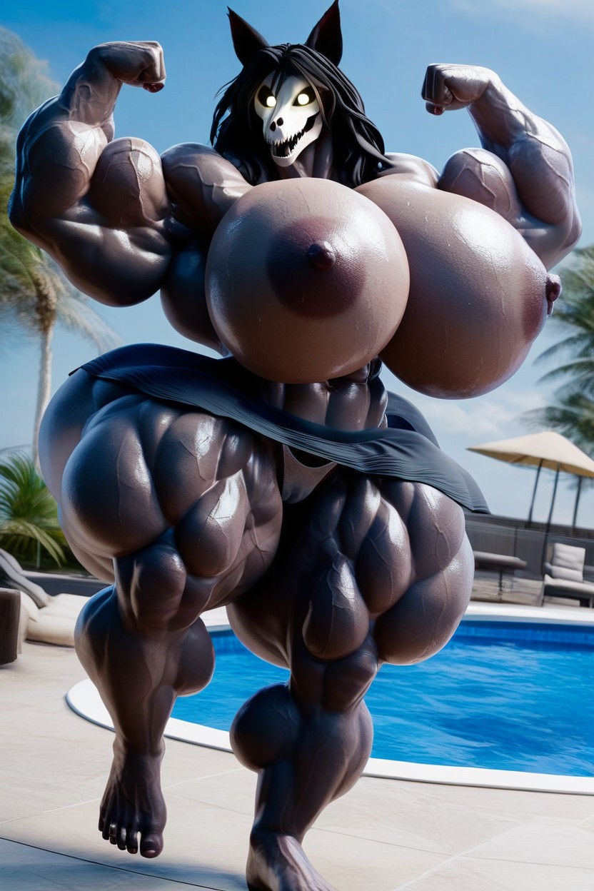 Defined Abs, Massive Pectorals, Extremely Large Ass Furry AI Porn