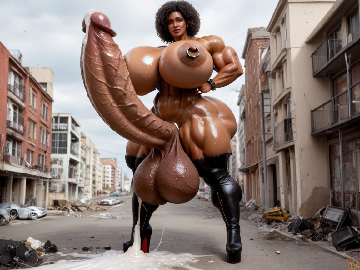 Afro, Excessive Cum, Massive Hyper Balls Shemale AI Porn