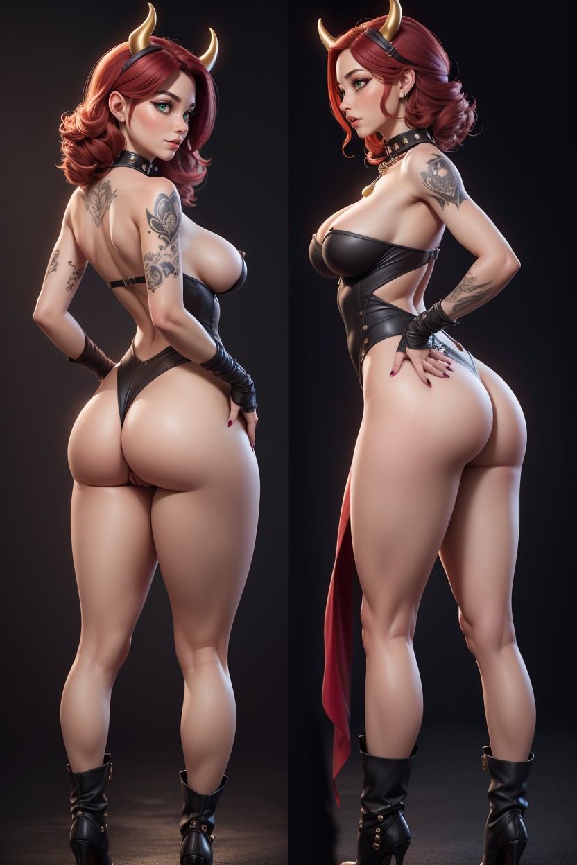Green Eyes, Mini Skirt, Without Panties Hentai AI Porn