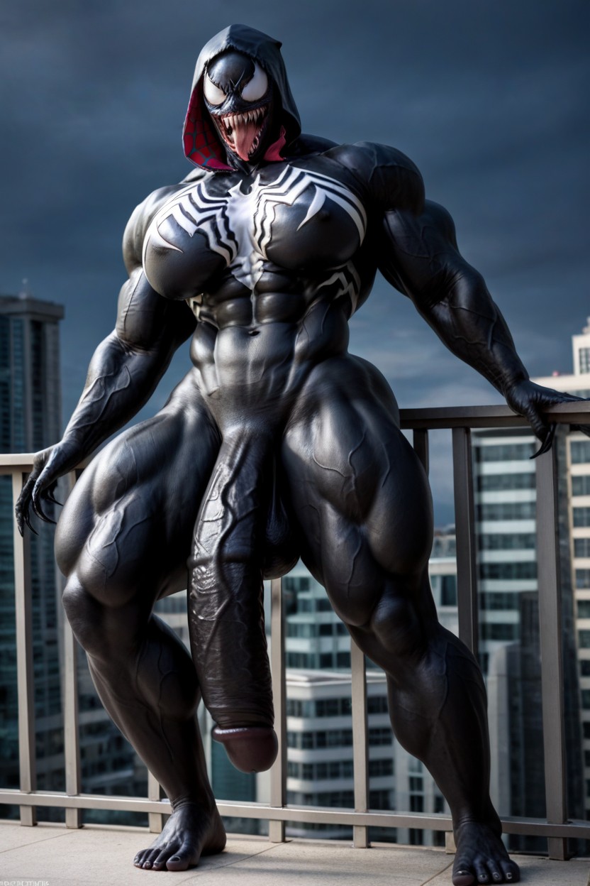 Gigantic Muscle Delts, Extremely Swollen Veins, Black Cock Bigger Than Body Shemale AI Porn