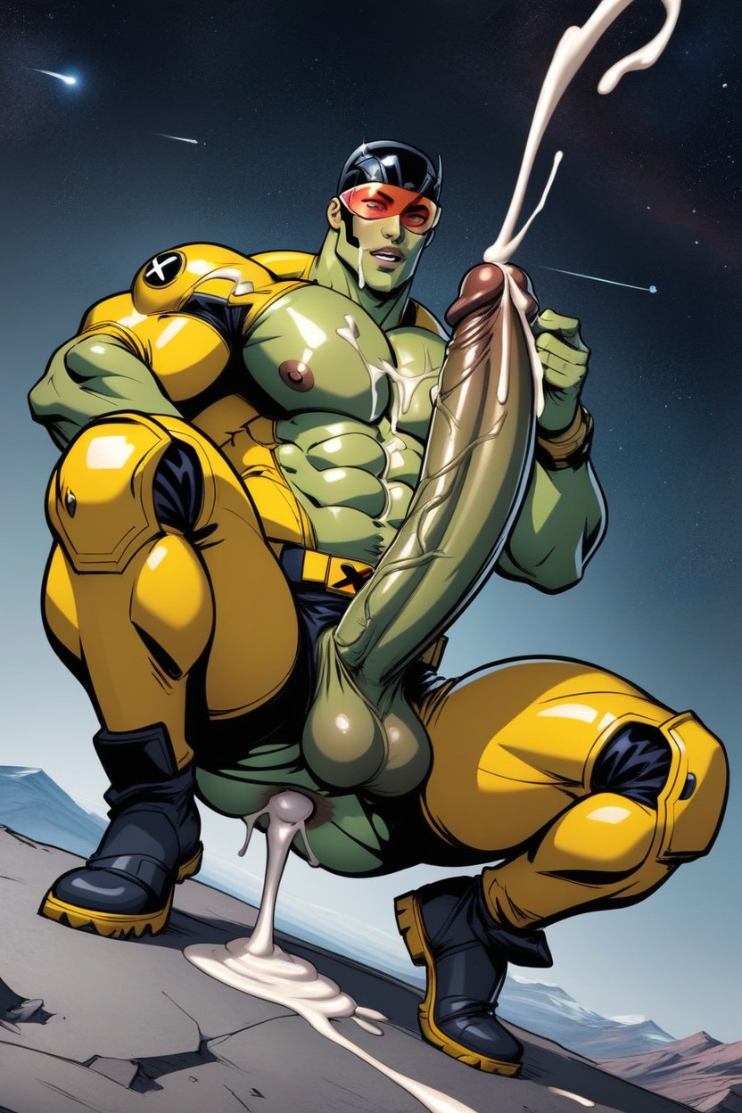 Big Pecs, Spaceship, Green Skin AI Gay Porn