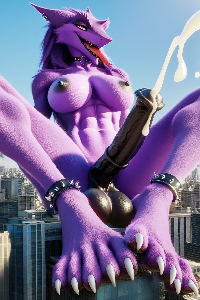 Cum Shot, Large, Female Toes And Feet On Penis Furry AI Porn
