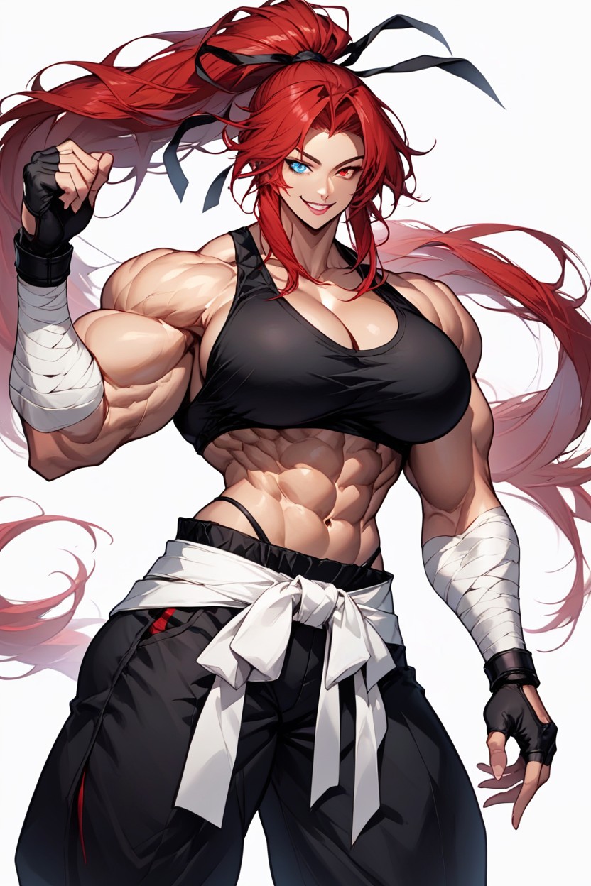 Black Top, Front View, Gigantic Biceps Hentai AI Porn