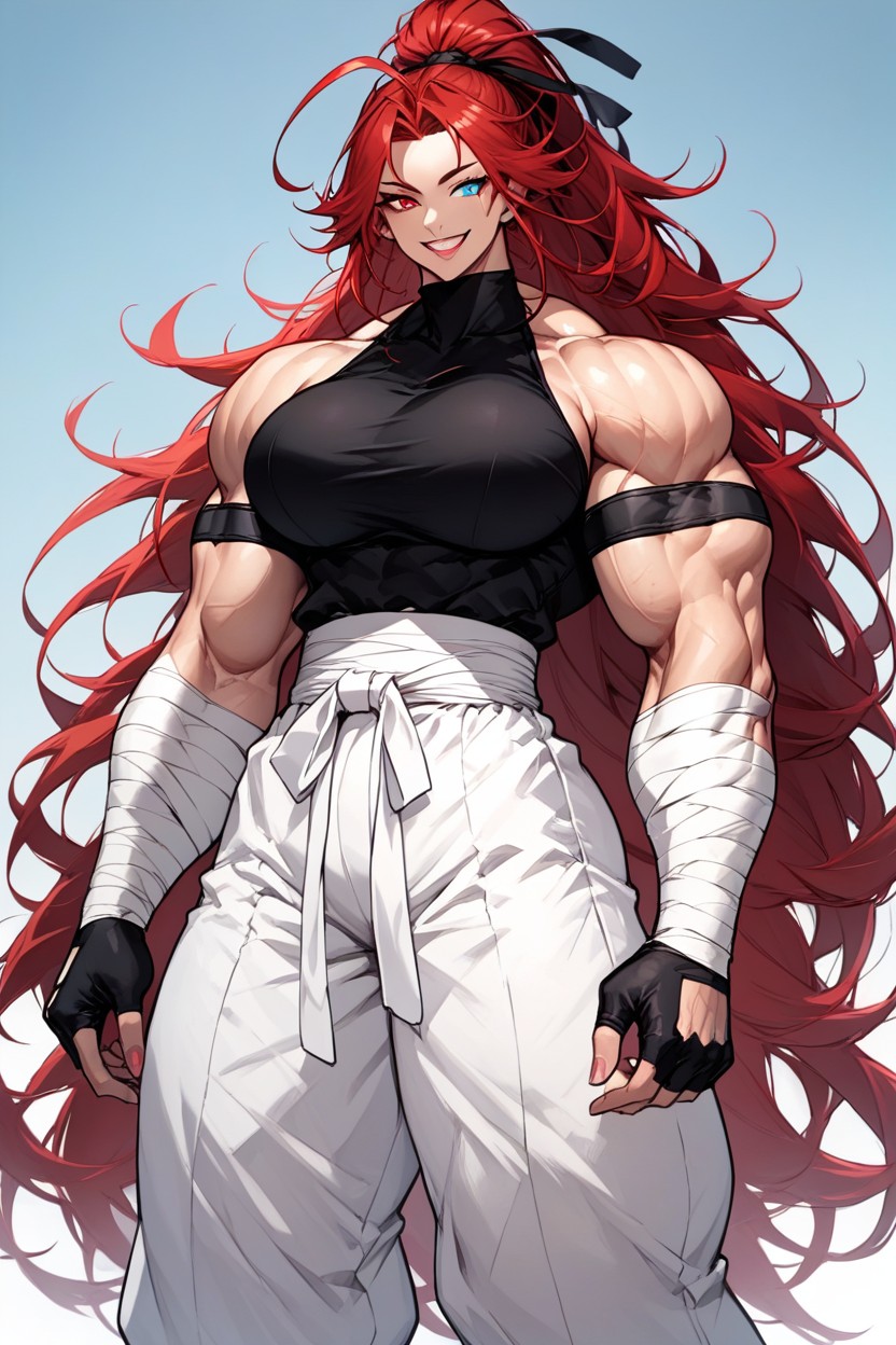 Black Sleeveless Turtleneck, Muscular, Gigantic Biceps Hentai AI Porn