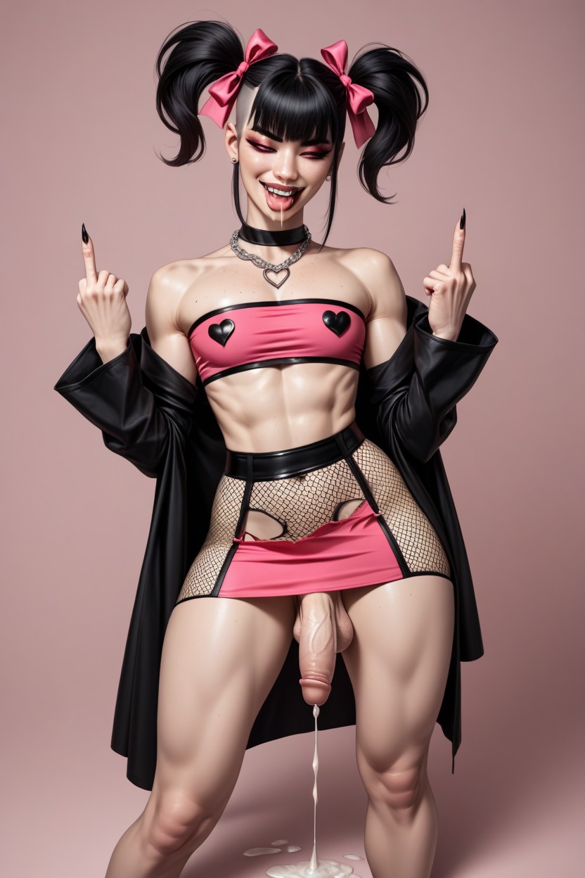 G String, Crotch Tattoo, Smirk Shemale AI Porn