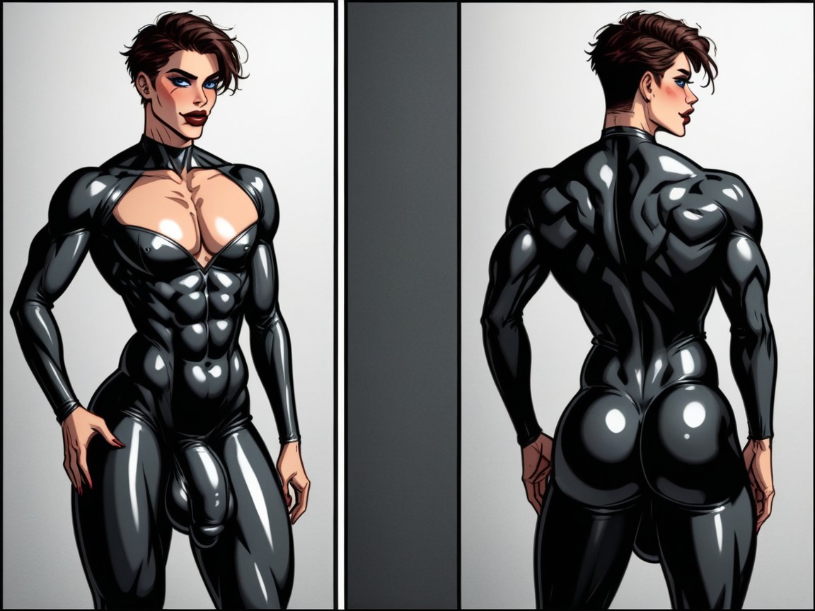Back View, Feminine Male, Superhero Shemale AI Porn