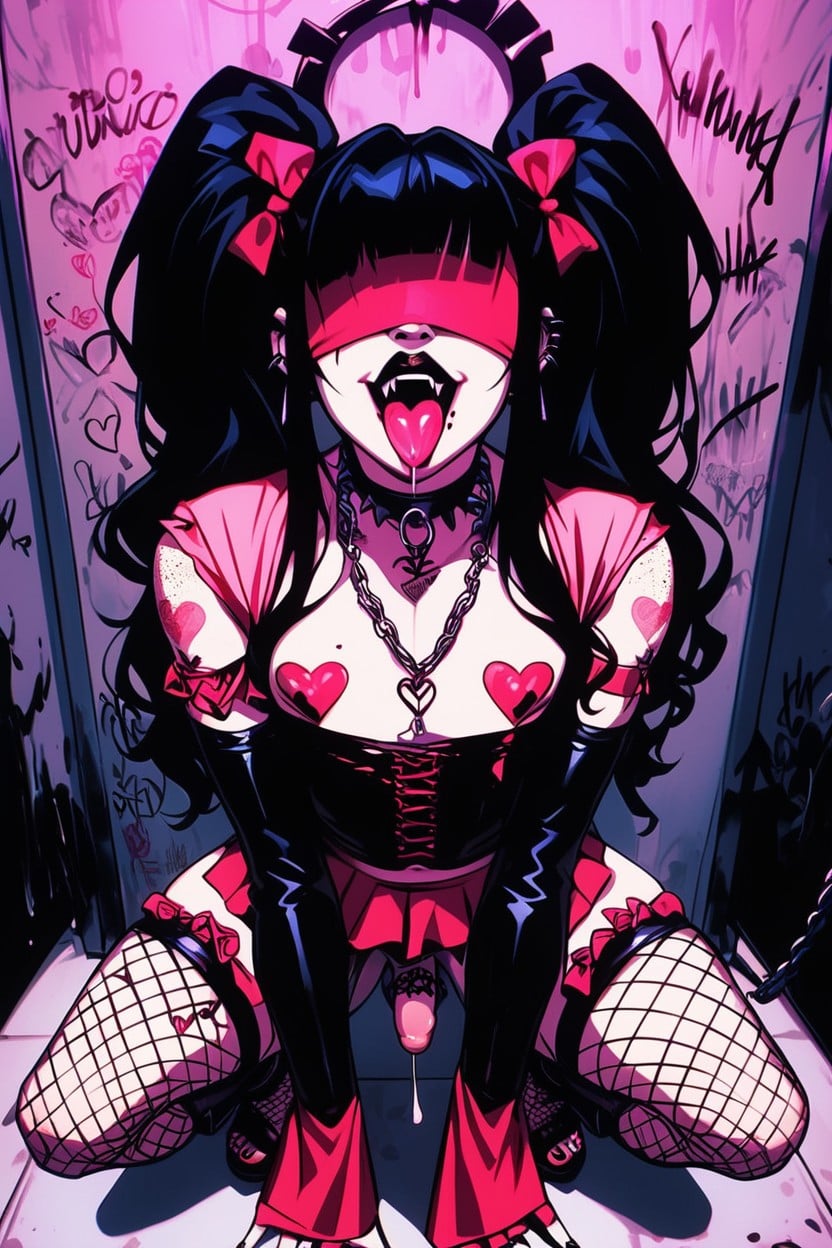 Fangs, Feminine Gay Crossdressing Shemale, Tongue Out Shemale AI Porn