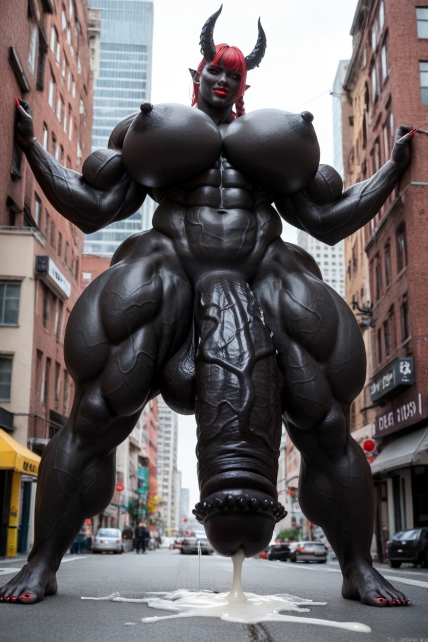 Hourglass Figure, Impossibly Gigantic Black Cock, Thick Thighs Shemale AI Porn