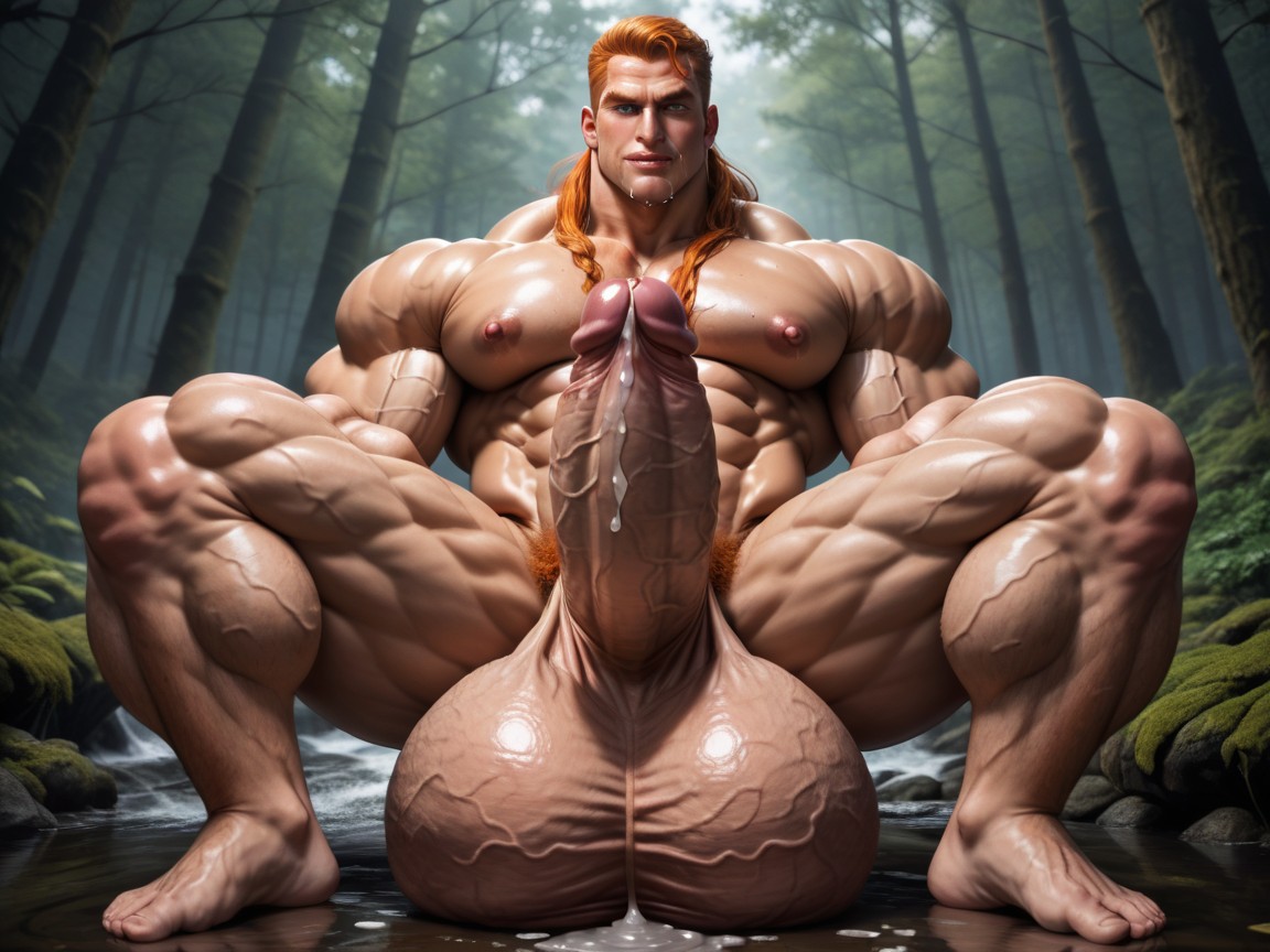 Hyper Muscle Satyr, Extreme Body Hair, Muscles Surdimensionnés Porno IA Gay