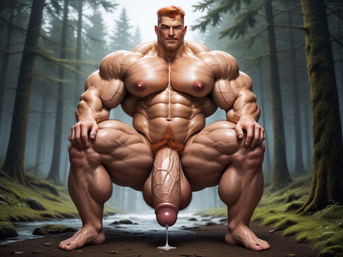 Looking At Viewer, Big Nipples, Extremely Hairy Muscle AI Gay Porn
