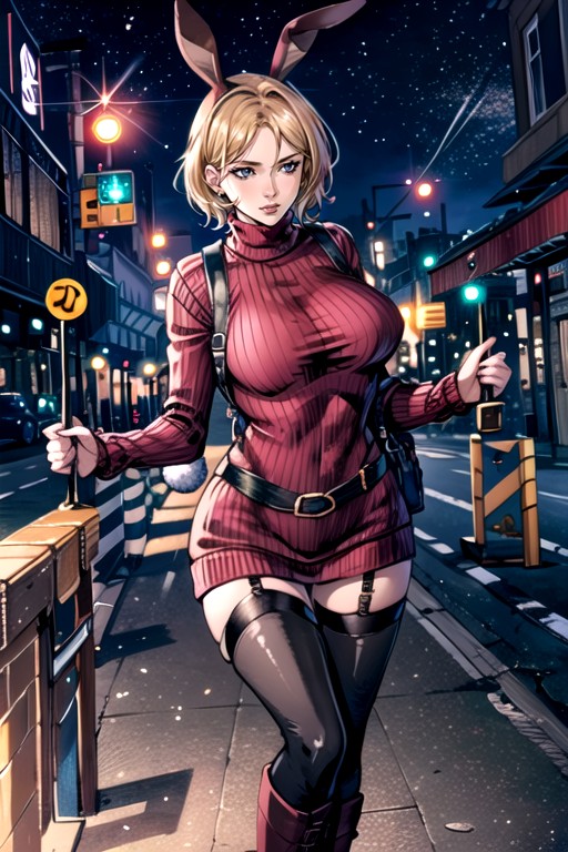 만화, 토끼 의상, 에이다 웡 (레지던트 이블) 게이 AI 포르노