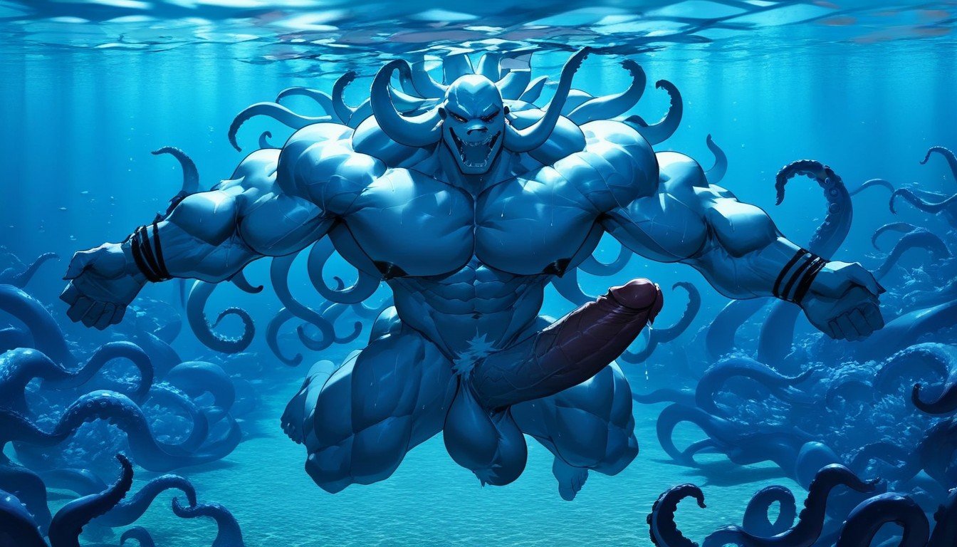 Octopus Cock With Octopus Suckers, Gigantic, Gay Tentacles Furry AI Porn