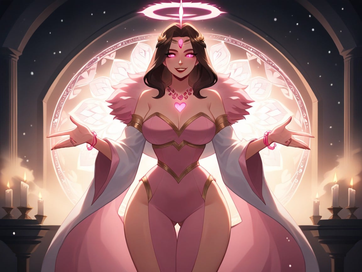 Matching Eyes, Monolid Eyes, Pink Wizard Robe Hentai AI Porn