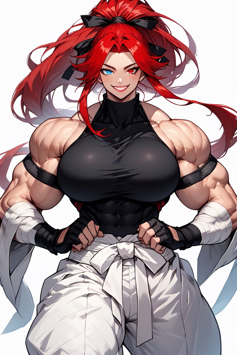 Muscular, Gigantic Ponytail, Front View Hentai AI Porn