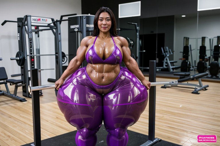 ジム, Ai-generator-hitomi-la-big Chubby Hyper Strong Calves Legs Thick Thighs Morph Muscular Bodybuilder Pantyhose, 極端なボトムヘビー ファーリーAIポルノ