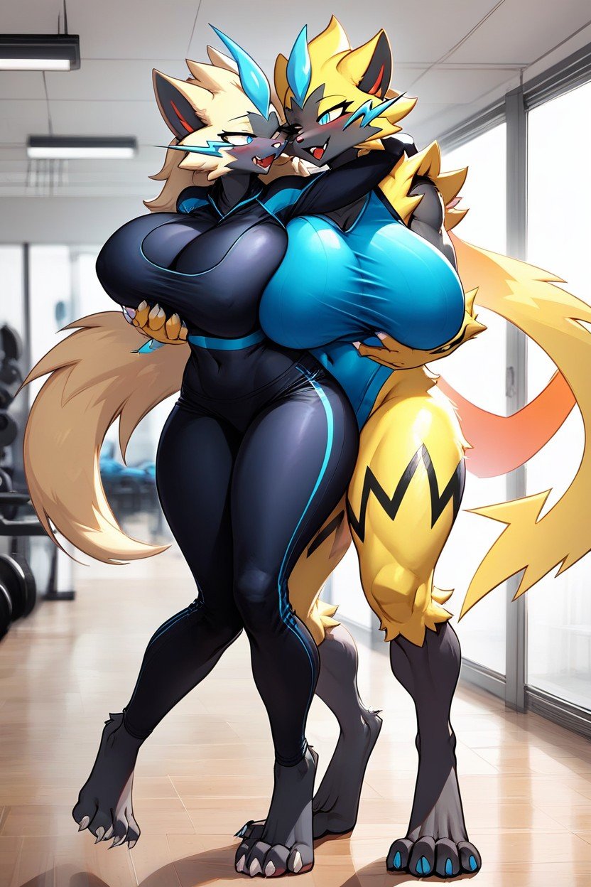 Passionate Hug, Female Zeraora, Digitigrade Feet Furry AI Porn