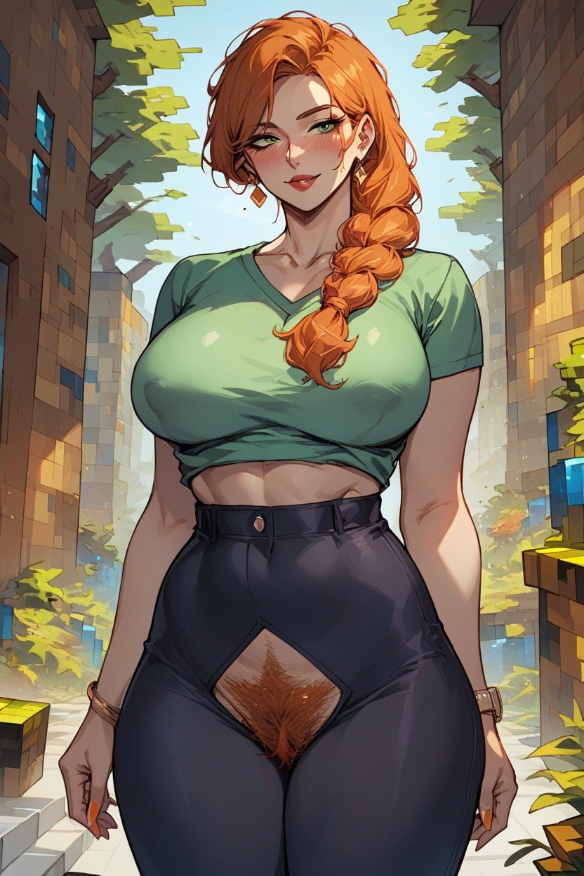 Minecraft World, Orange Pubic Hair, Colored Pubic Hair ИИ гей порно