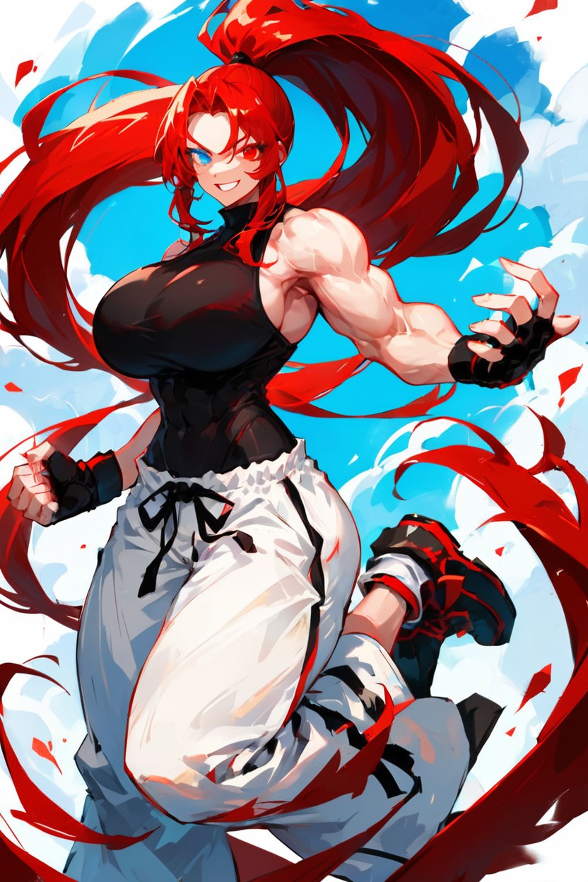 Red Hair, Large Hands, Fighting Pose Hentai IA