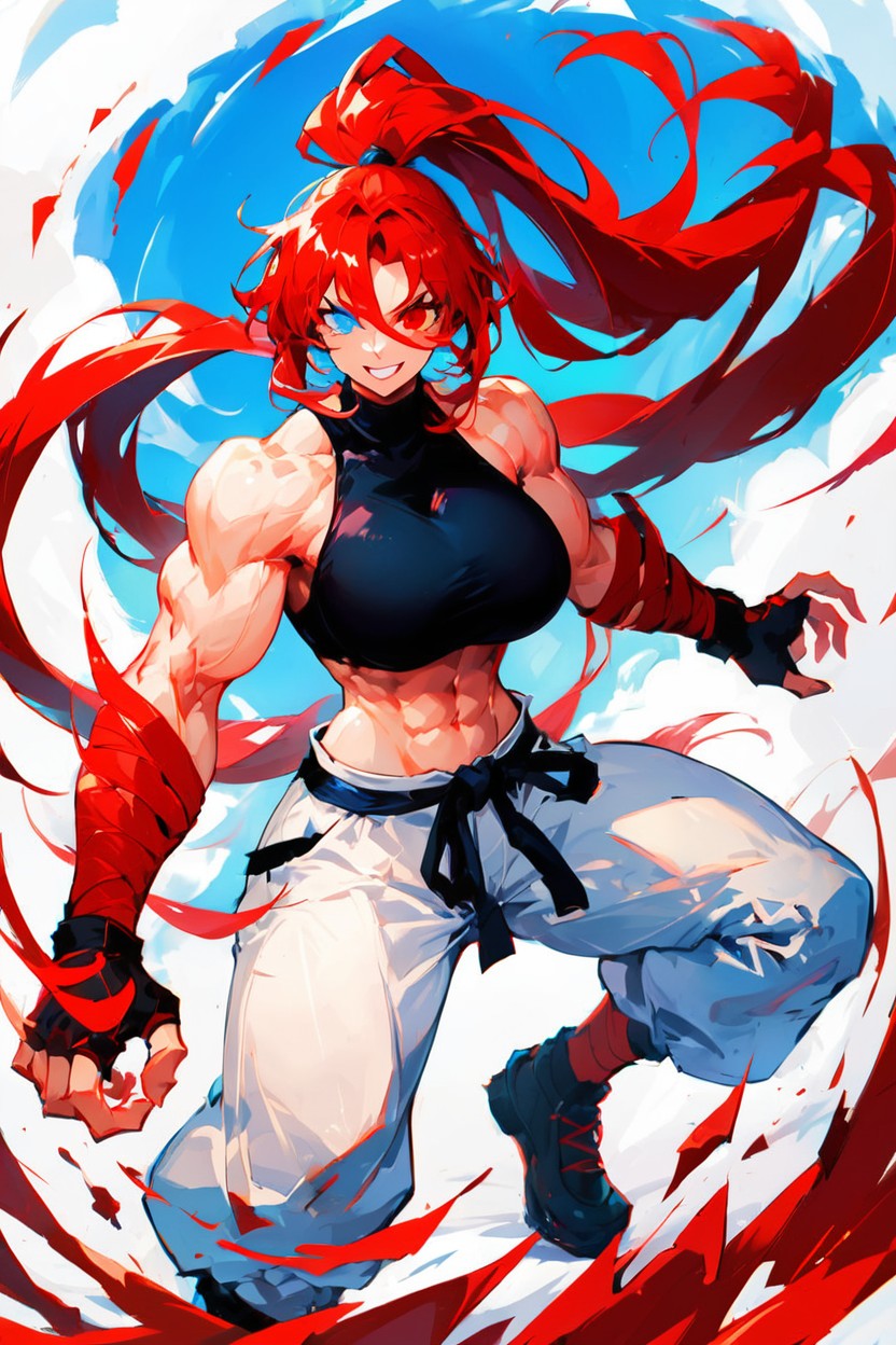 Gigantic Ponytail, Long Body, Black Armbands Porno IA Hentai