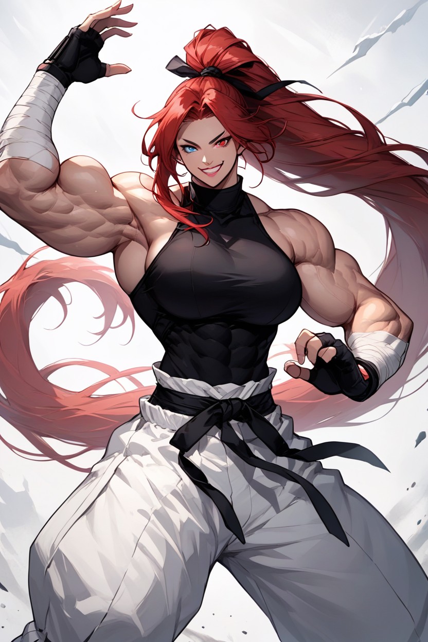 Gigantic Ponytail, Red Hair, Hands Up Hentai AI Porn