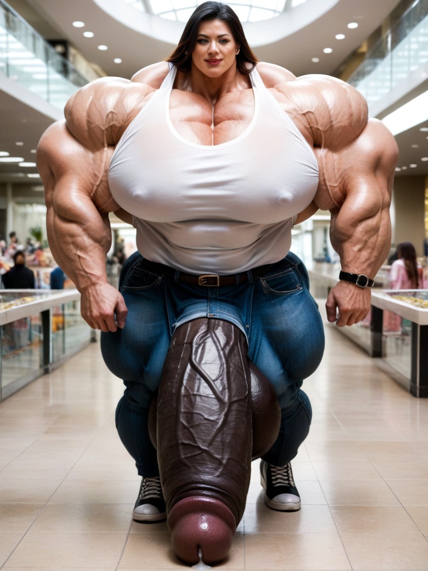 Black Long Hair, Muscular, Hyper Gigantic Massive Muscles Japanese Milf Shemale AI Porn