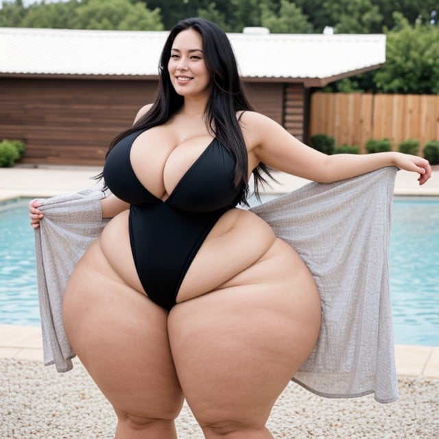 Thick Thighs, One Piece Swimsuit, Double Cheeked Up AI Porn