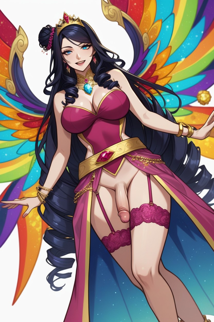 Pink Garter Pink, Japanese, Golden Belt With Colorful Gems Hentai AI Porn