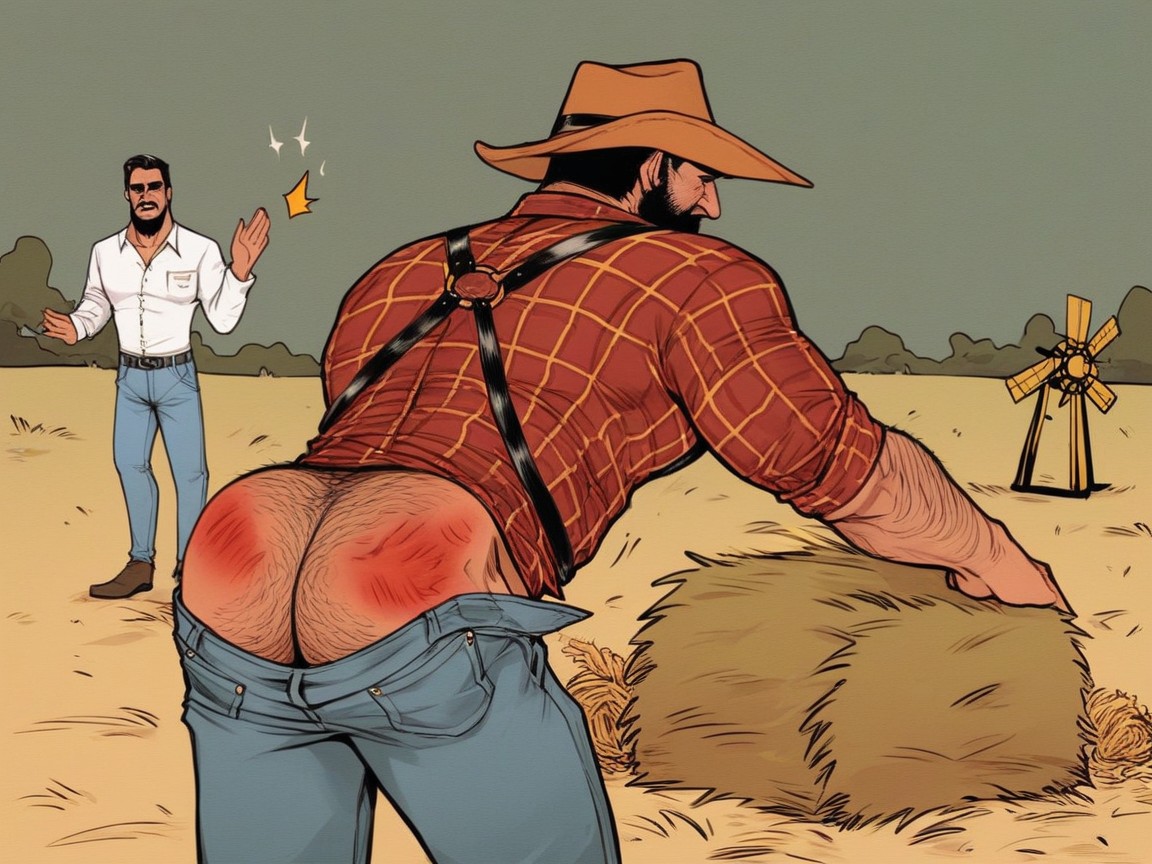 Campfire, Mustached, Harness AI Gay Porn