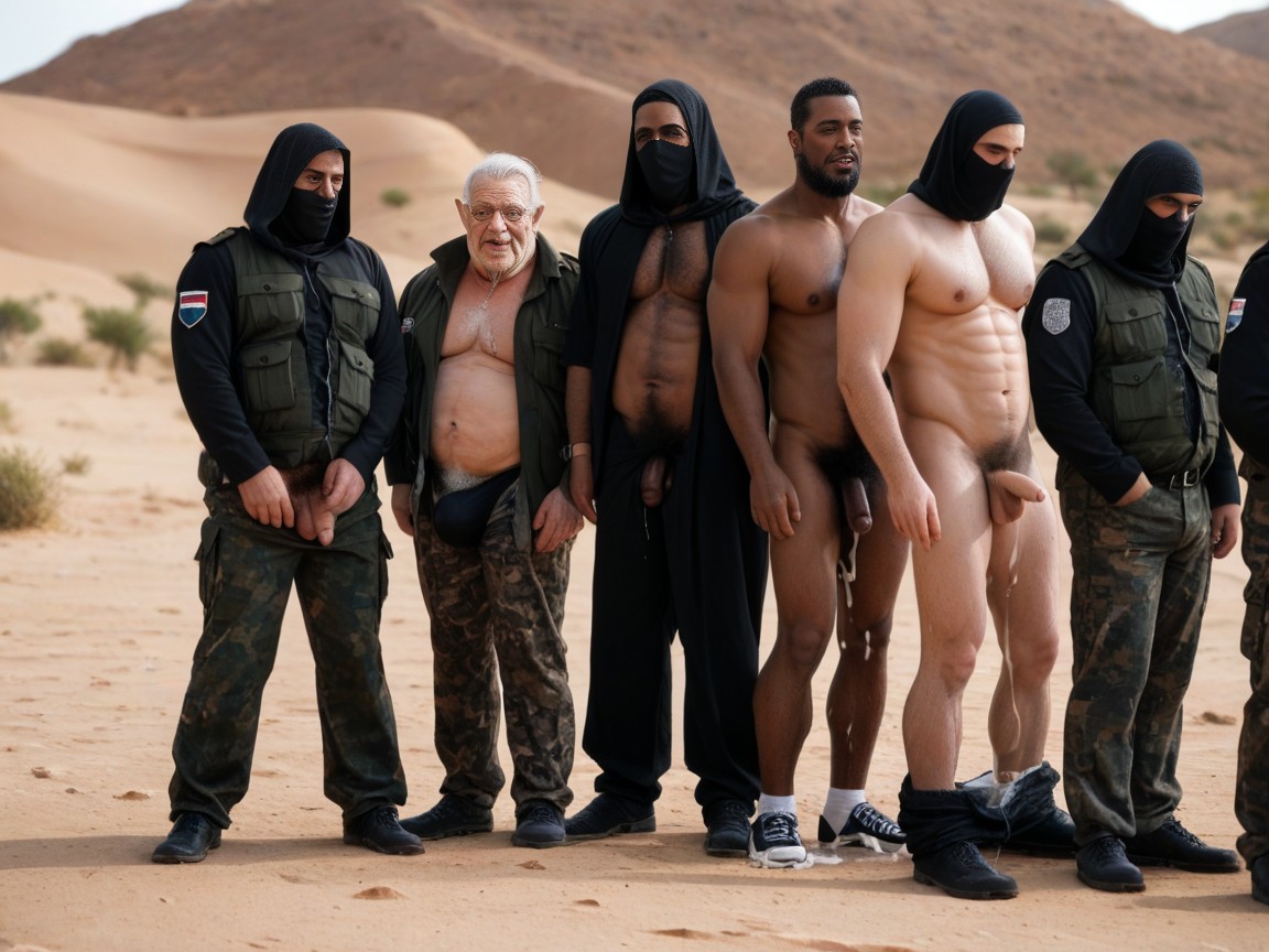Masked Faces, Cocks Out Of Pants, Lot Of Cum 게이 AI 포르노