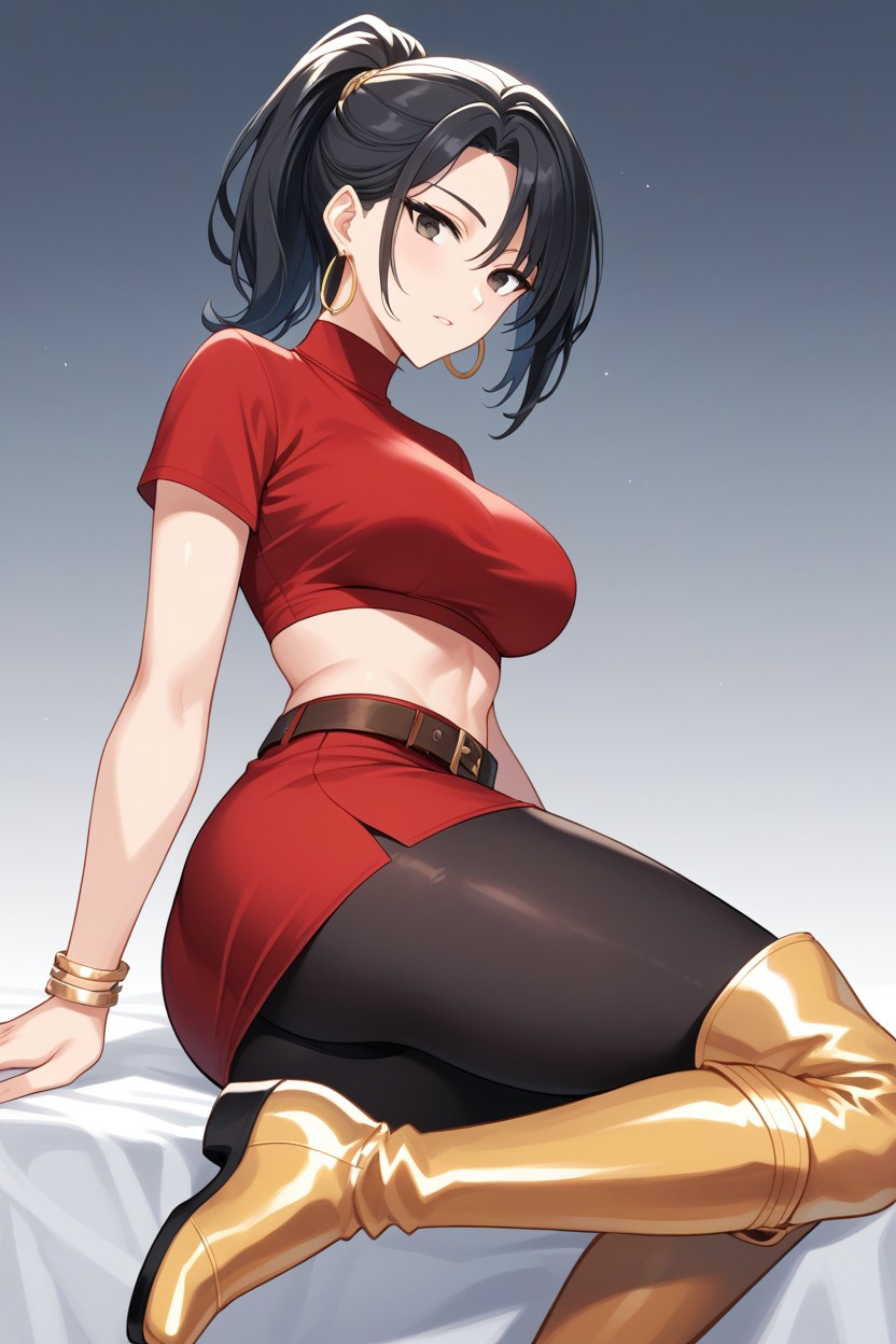 Exposing Her Abdomen, Medium Breast, Kale Hentai AI Porn