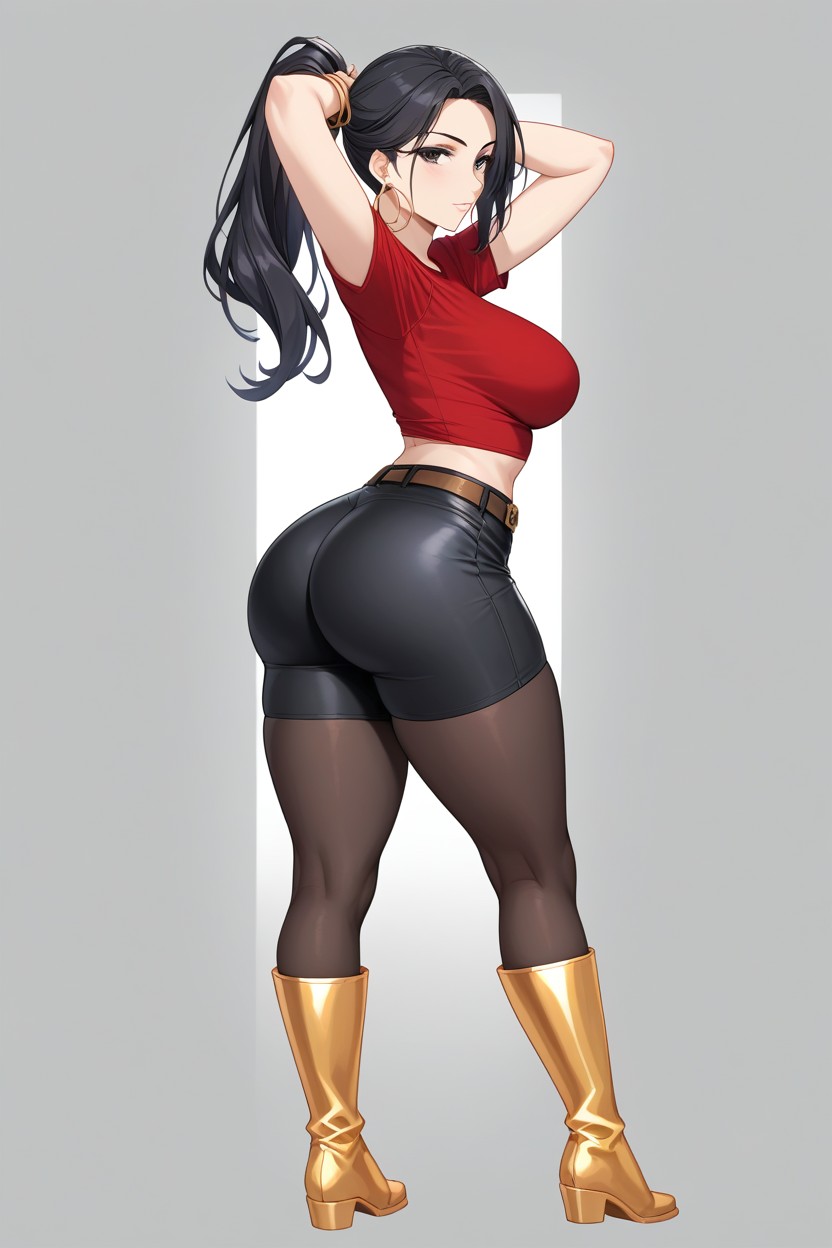 Large Ass, Red Skirt, And Golden Hoop Earrings Hentai AI Porn