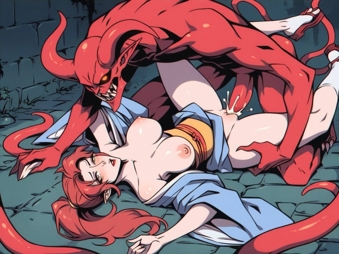 Greenish Brown Eyes, Long Blue Kimono, Sandals Hentai AI Porn